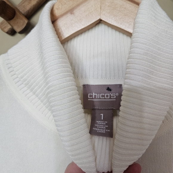 Chico’s Ivory Turtleneck Sweater NWT – Size 1 (M/L) – Cream Knit Pullover - Picture 3 of 7